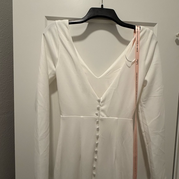 NWT Lulus feeling Of Forever White Long Sleeve Mermaid Maxi Dress - Size XS - Picture 7 of 9